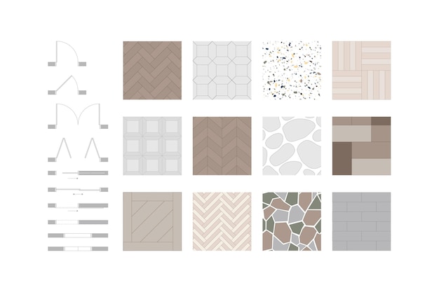 Vector floor plan kit floor patterns for architecture in vector eps