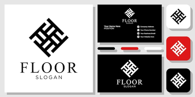 floor symbol abstract letter square luxury interiors architecture with business card template