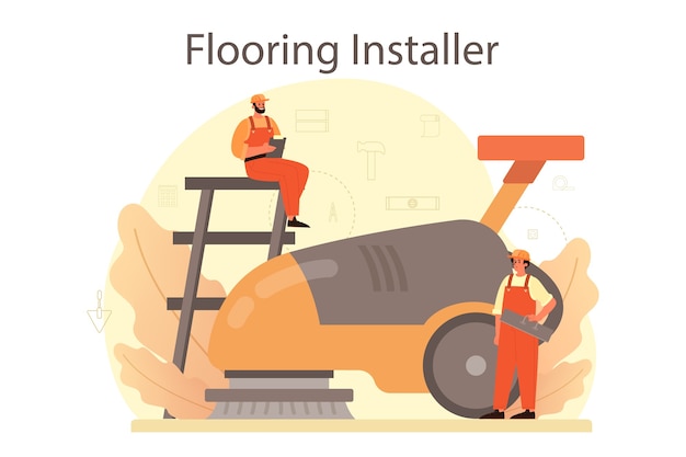 Vector flooring installer illustration