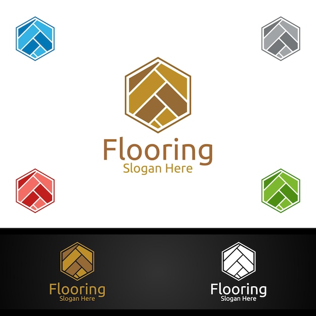 Vector flooring logo for parquet wooden or vinyl hardwood granite title vector design