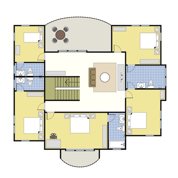 벡터 floorplan 건축 계획 집.