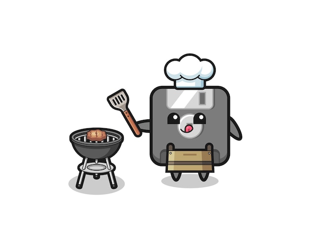 Floppy disk barbeque chef with a grill