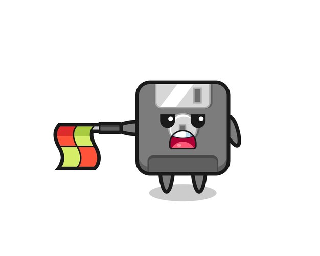 ラインジャッジとしてのフロッピーディスクの文字は、旗を水平にまっすぐに保持します