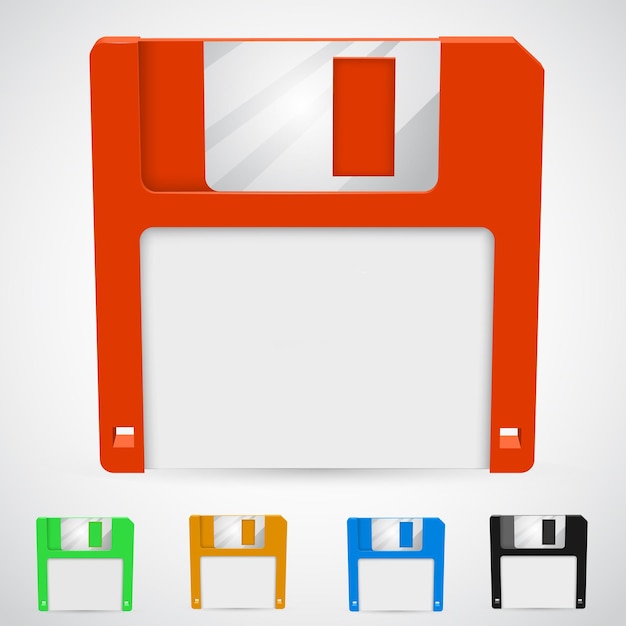 of a floppy disk in different colors