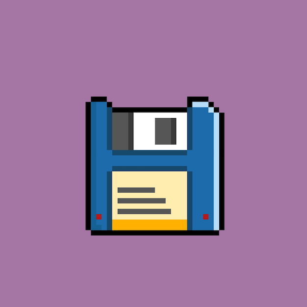 Vector floppy disk with pixel art style