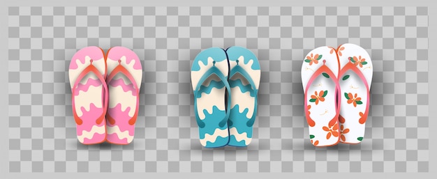 Vector flops slippers element zomer element 3d-stijl