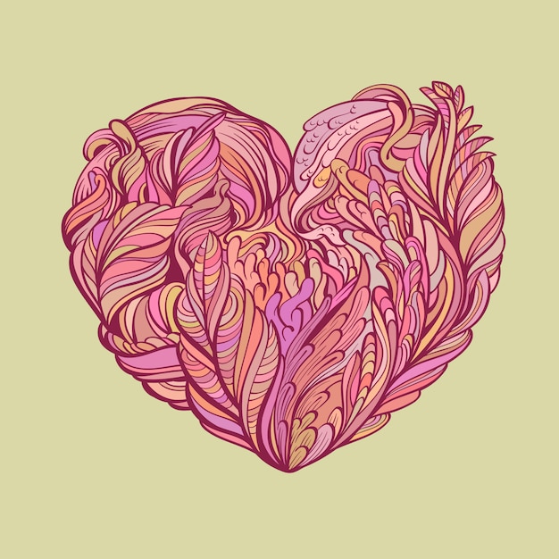 Vettore il doodle del cuore della flora