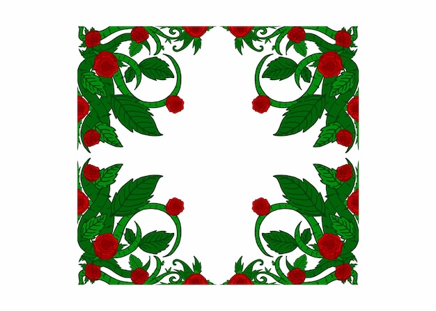 Flora and Rose Ornament Frame Border Vector For Decoration Design