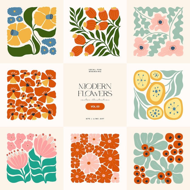 꽃 추상 요소 식물성 구성 현대적인 트렌디 매티스 미니멀 스타일 꽃 포스터