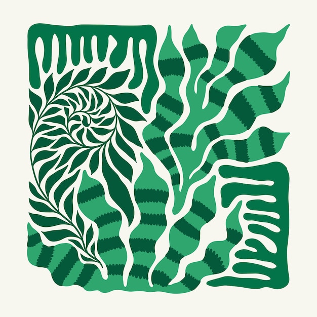 Цветочные абстрактные элементы Тропическая ботаническая композиция Современный трендовый Матисс минимальный стиль
