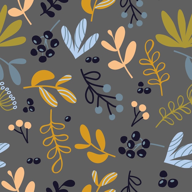 Floral abstract pattern on gray backgrownd vector design for various surfaces