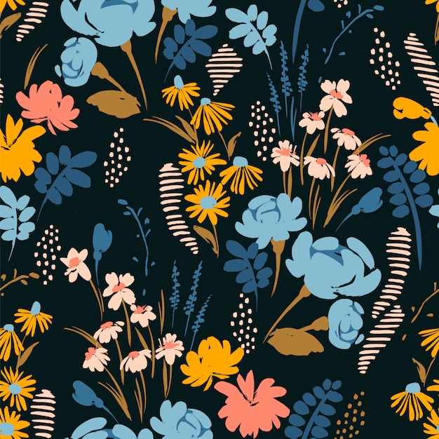 Vector floral abstract seamless pattern.