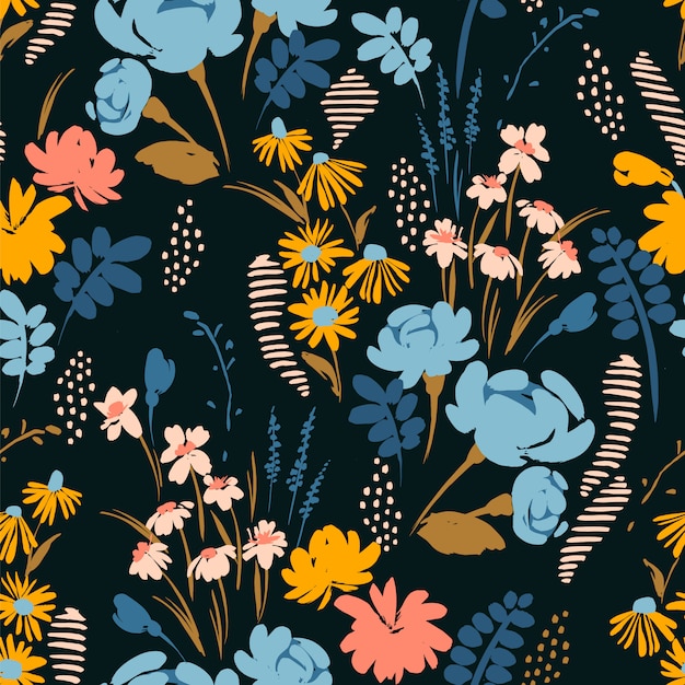 Floral abstract seamless pattern.