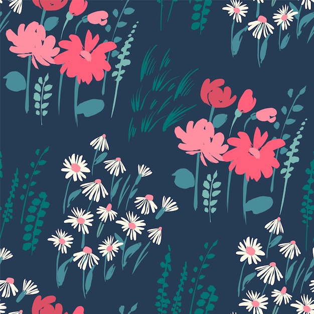 Floral abstract seamless pattern.