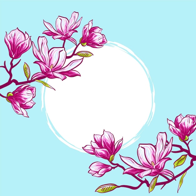 Floral advertising background with blooming magnolia