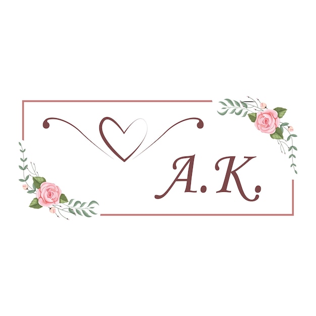 Vector floral ak logo design