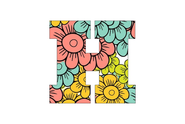 Floral Alphabet Clipart design