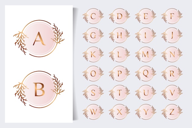 Vector floral alphabet collection