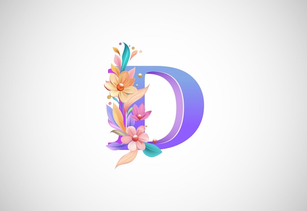 Вектор Цветочный алфавит d логотип для свадебных приглашений поздравительная открытка день рождения логотип плакат другие идеи