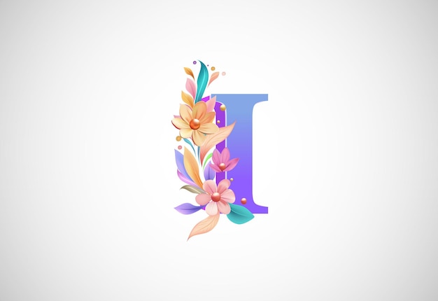 Vector floral alphabet i logo for wedding invitations greeting card birthday logo poster other ideas