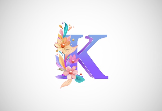 Floral alphabet k logo for wedding invitations greeting card birthday logo poster other ideas