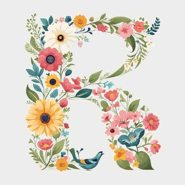 Vector floral alphabet letters vector op witte achtergrond