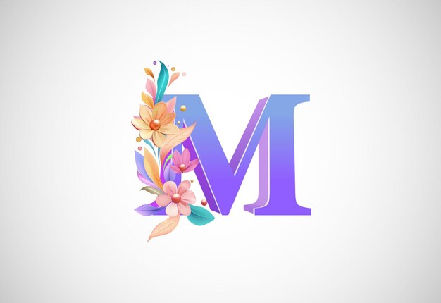 Floral alphabet m logo for wedding invitations greeting card birthday logo poster other ideas