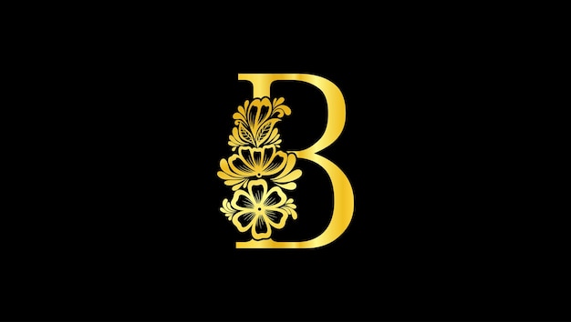 Modello di logo delle iniziali del monogramma della lettera b del monogramma dell'alfabeto floreale