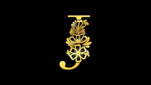 꽃 알파벳 모노그램 문자 J 모노그램 이니셜 로고 템플릿