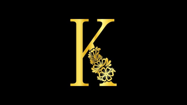 Floral alphabet monogram letter K monogram initials logo template