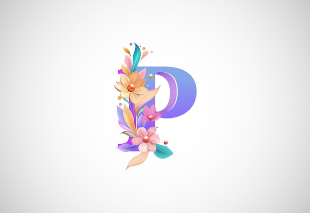 Вектор Цветочный алфавит p логотип для свадебных приглашений поздравительная открытка день рождения логотип плакат другие идеи