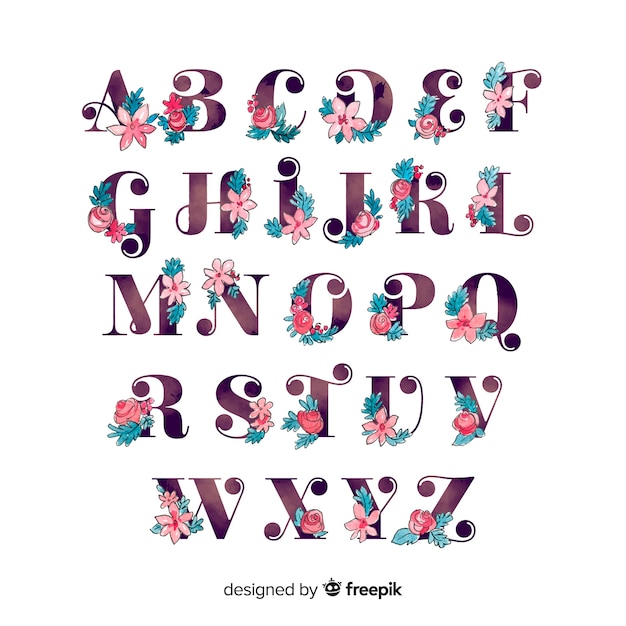 Vector floral alphabet