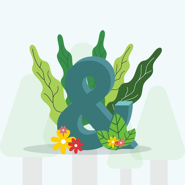 Floral Ampersand sign flat design