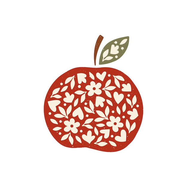 Floral apple hand drawn vector illustration