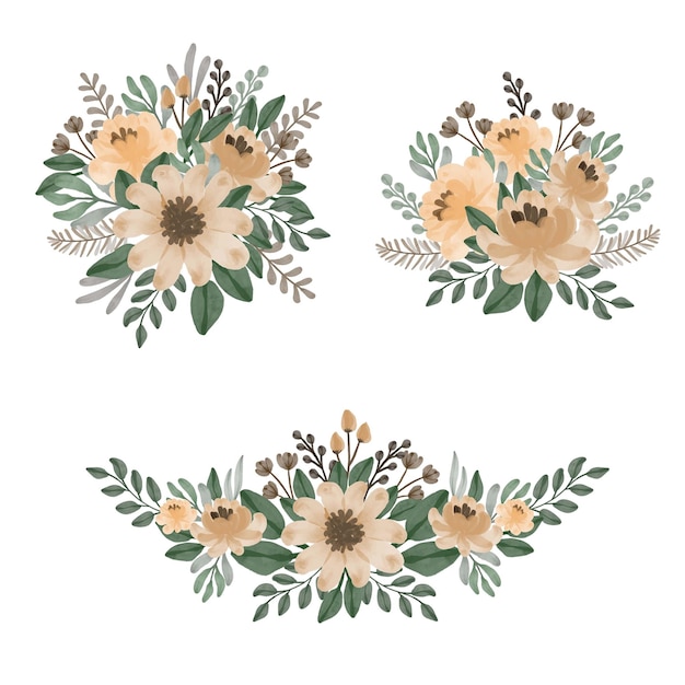 Floral aquarel boeketten set