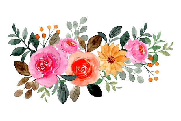 Vector floral arrangement with watercolor