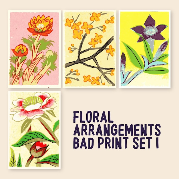 Floral arrangements bad print set 1