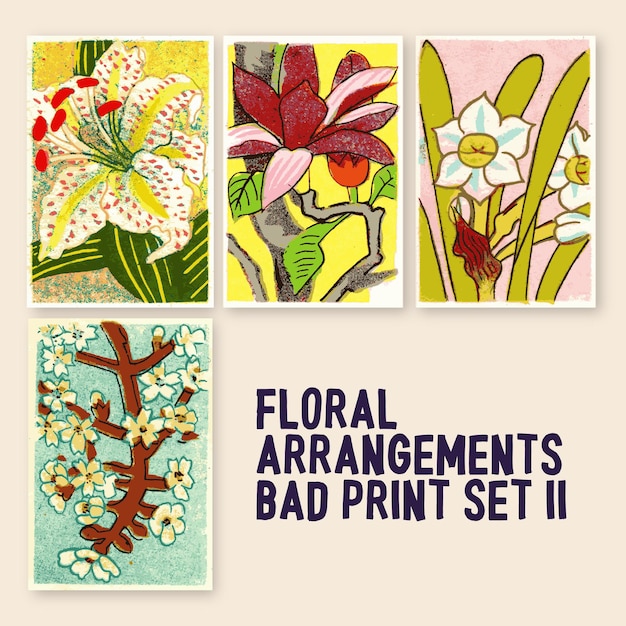 Floral arrangements bad print set 2