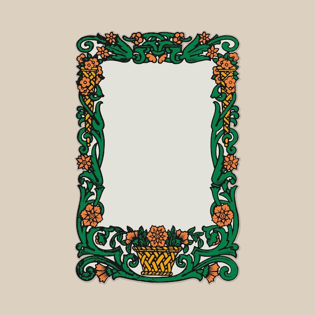 Vector floral art nouveau frame retro logo oude vintage illustratie poster sjabloon ontwerp vector elementen