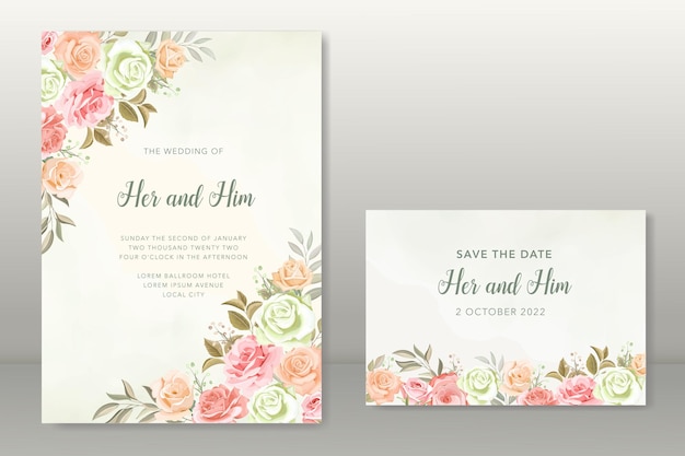 floral autumn wedding invitation template