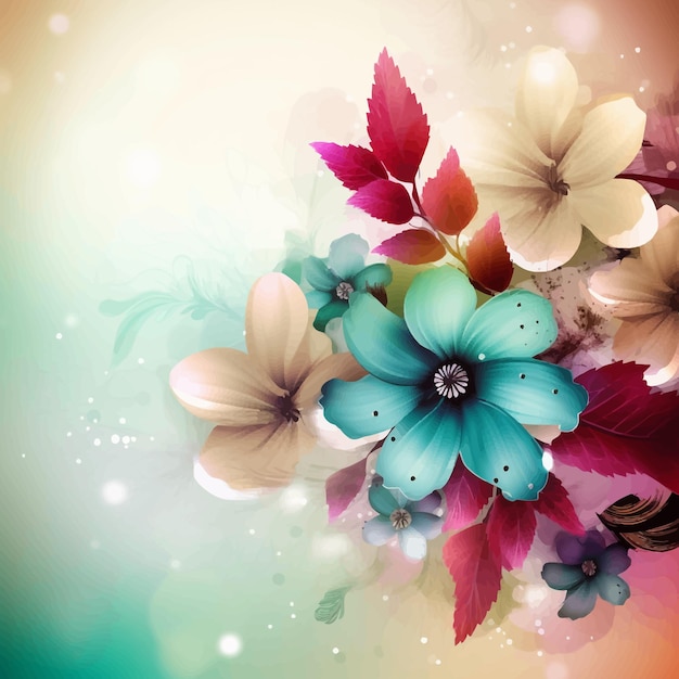 Vector floral background beautiful background with many different flowers