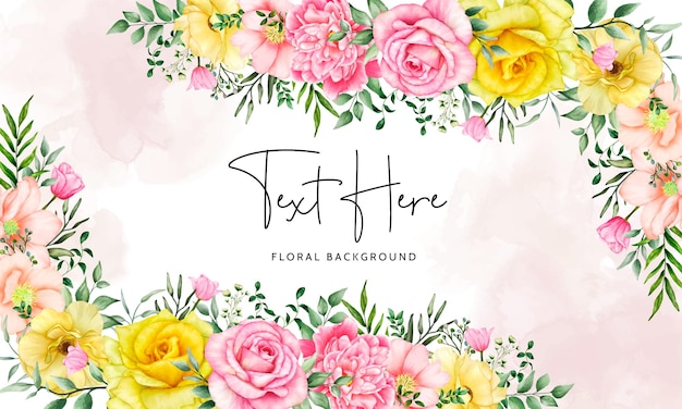 Vector floral background design with blooming flower watercolor