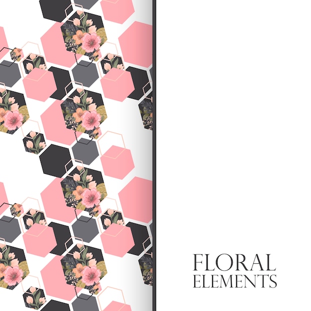 Vector floral background design with geometric elements