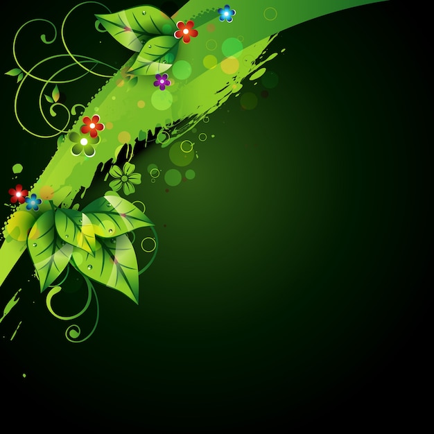 Vector floral background design with green leaf