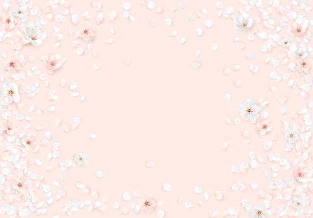 Floral background of sakura petals, bud blooming. flower pattern design pink color. vector illustration