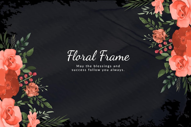 Floral background template with beautiful flowers and leaves watercolor free vector