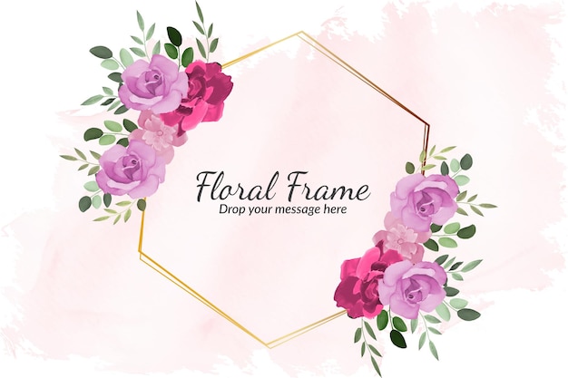 Floral background template with beautiful flowers and leaves watercolor free Vector