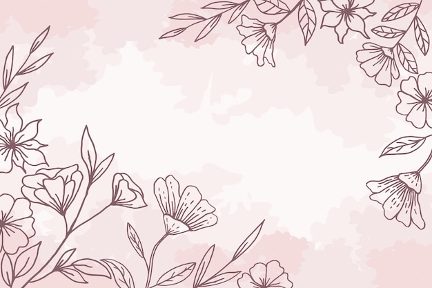 Floral background with beautiful hand drawn leaves and flowers for wedding or engagement or greeting