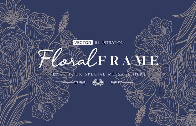 Vector floral background with beautiful line art