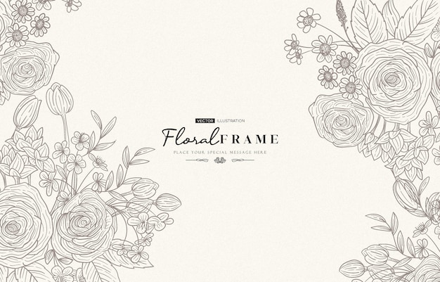 Floral background with beautiful line art